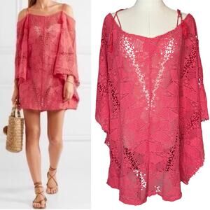 Eberjey Guajira Esmeralda Crochet Cover Up Dress Hibiscus Pink size‎ S/M